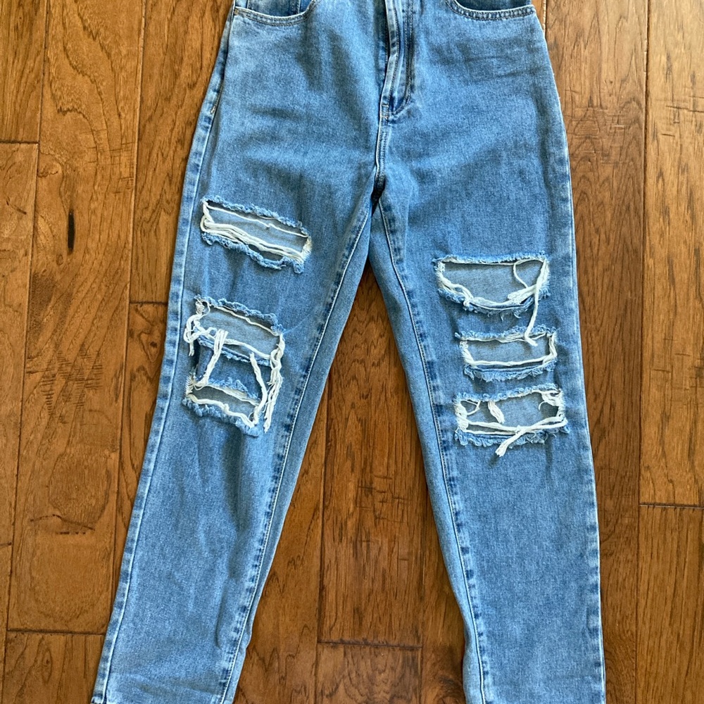 Women's Distressed Blue Jeans